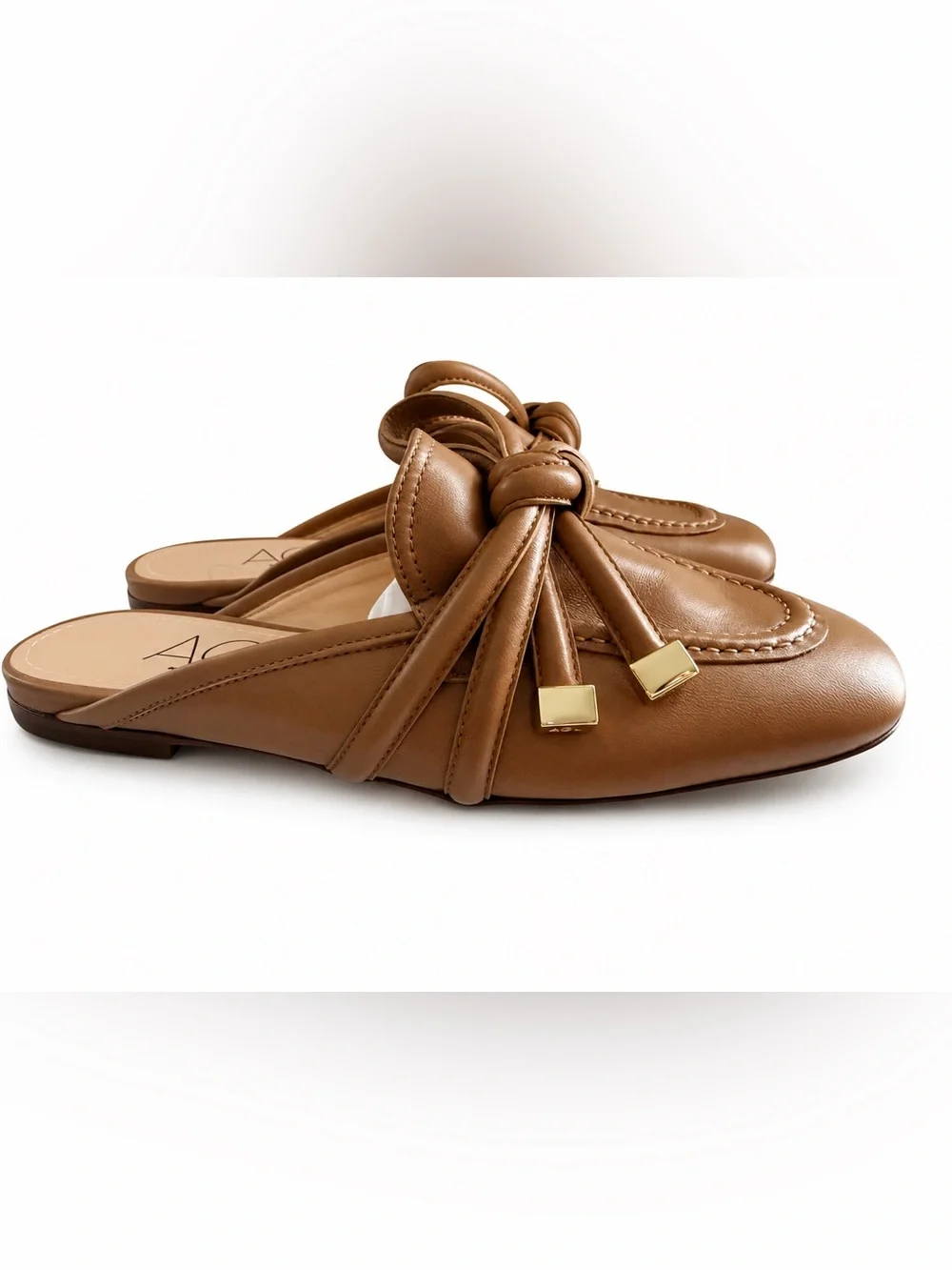 Agl Ribbon Mule Leather Mule flats cocoa brown leather shoes size 36.5 NEW